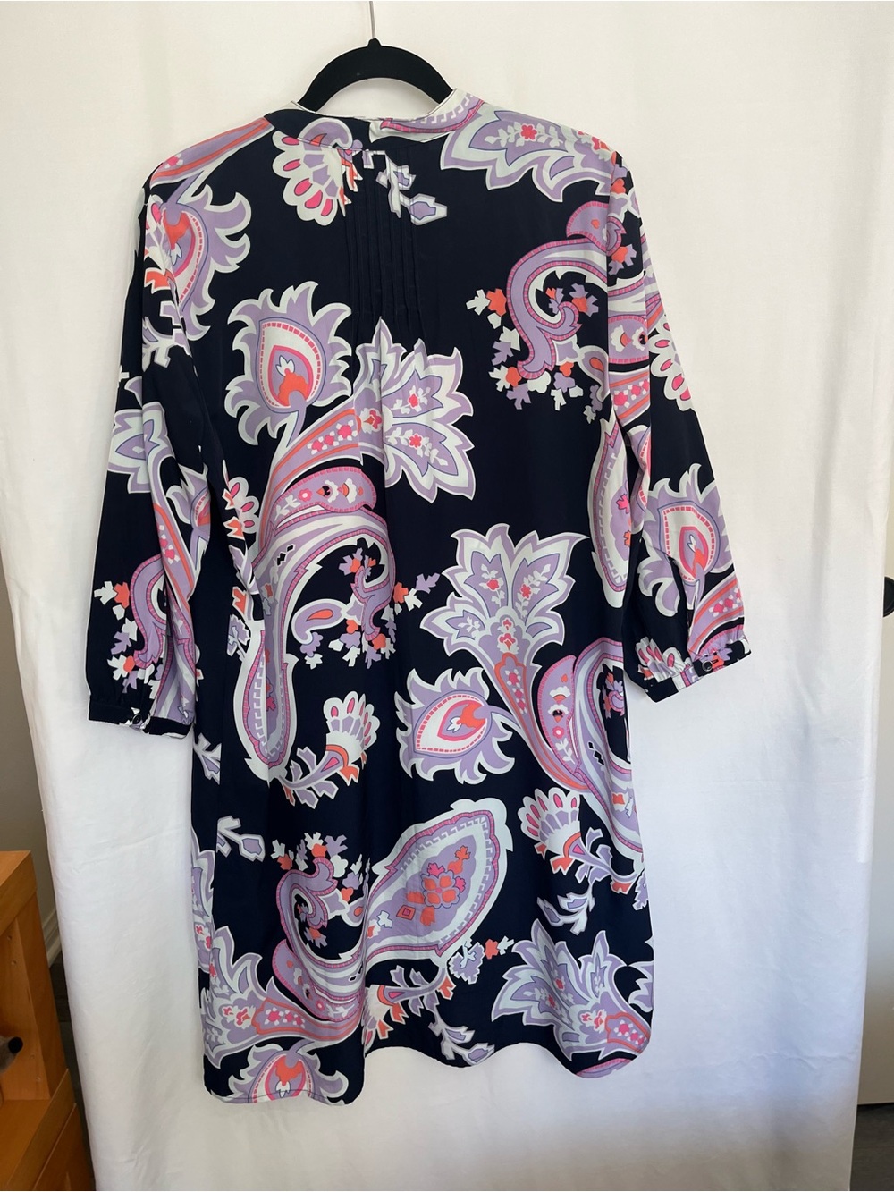 Gap Navy Purple Paisley 3/4 Sleeve Shift Tunic Dress with Pockets Large - Picture 3 of 11